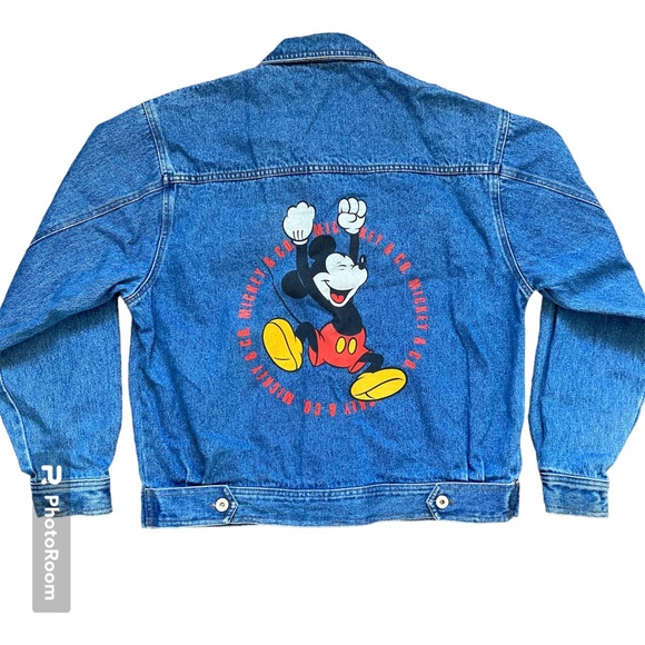 Disney Other - Mickey & CO. Mickey Mouse Denim Screen Printed Jacket Unisex Size Medium